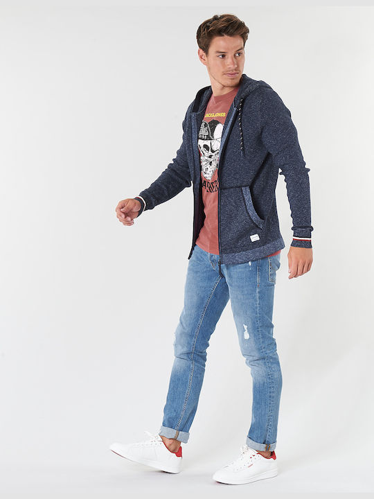 Jack & Jones Herren Sweatshirt Jacke mit Kapuze und Taschen Ensign Blue