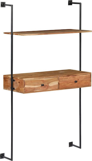 Бюро от Масивно Дърво Черен / Естествено с Метални Крака 90x40x170см