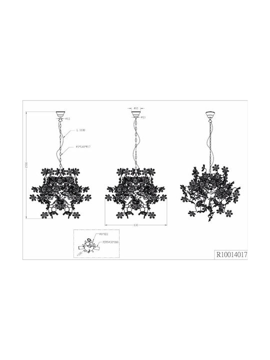 Trio Lighting Suspendat Candelabru pentru 4 Becuri E14, E.14 Multicolor