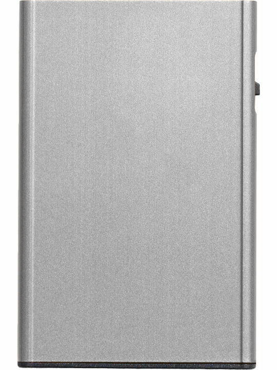 Click & Slide Men's Wallet Cards with RFID and Slide Mechanism Silver