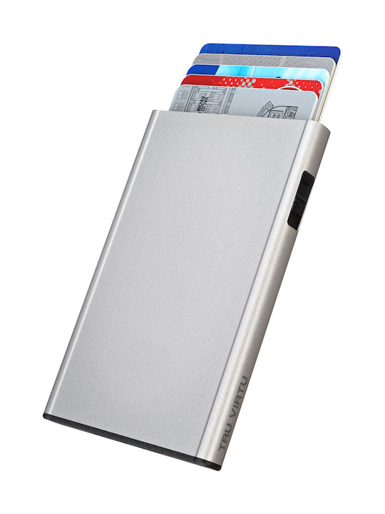 Click & Slide Men's Wallet Cards with RFID and Slide Mechanism Silver