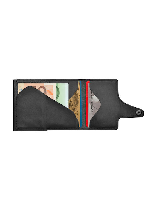 Tru Virtu Click & Slide Δερμάτινο Ανδρικό Πορτοφόλι Καρτών με RFID και Μηχανισμό Slide Μαύρο