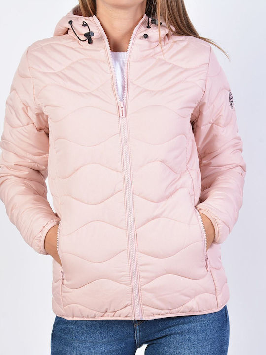 Kurz Damen Puffer Jacke für Winter Rosa