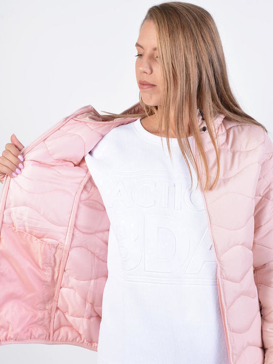 Kurz Damen Puffer Jacke für Winter Rosa