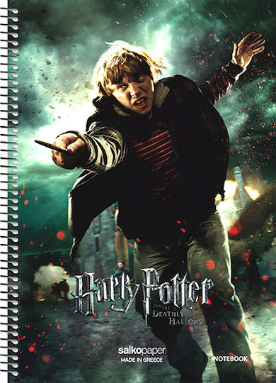 Salko Paper Caiet Școlar Cu Spirală Cu Dungi A4 240 Foi De Hârtie 4 Separatoare Harry Potter