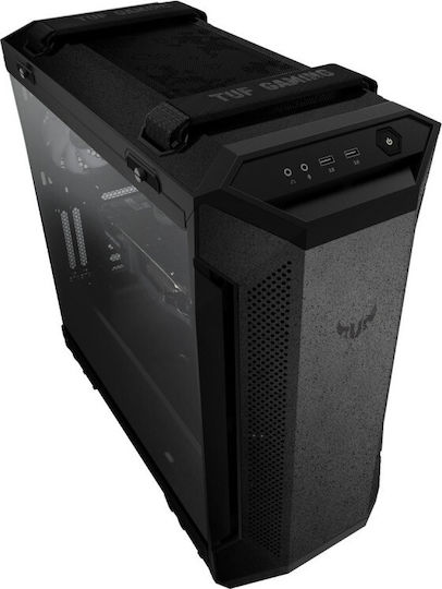 Asus TUF GT501 Gaming Midi Tower Κουτί Υπολογιστή με Πλαϊνό Παράθυρο και RGB Φωτισμό Μαύρο