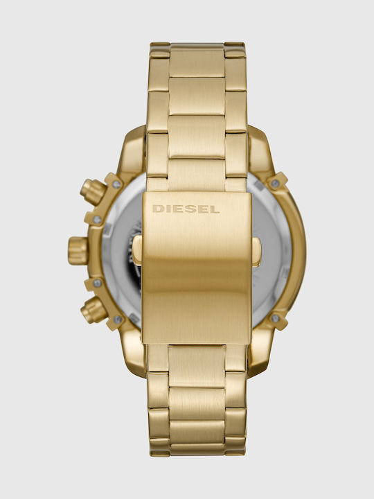 Diesel Griffed Men's Watch 48mm Chronograph Battery with Gold Metal Bracelet
