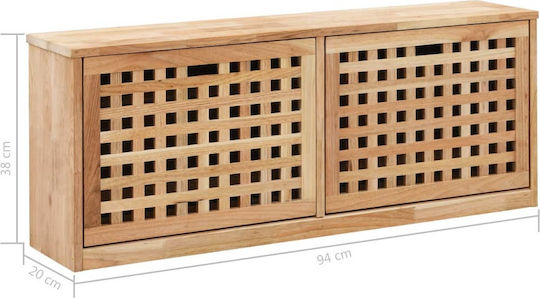 Ξύλινη Ξύλινη με 2 Ράφια Μπεζ 94x20x38cm 247599 Ξύλινη Ξύλινη με 2 Ράφια Μπεζ 94x20x38cm 247599