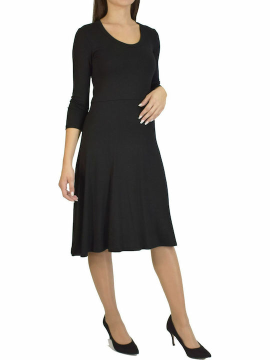 Toi&Moi Midi Dress Long Sleeve Black