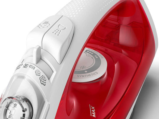 Philips Steam Iron 2000W with Non-stick Plate and Continuous Steam Supply 25g/min Red/White