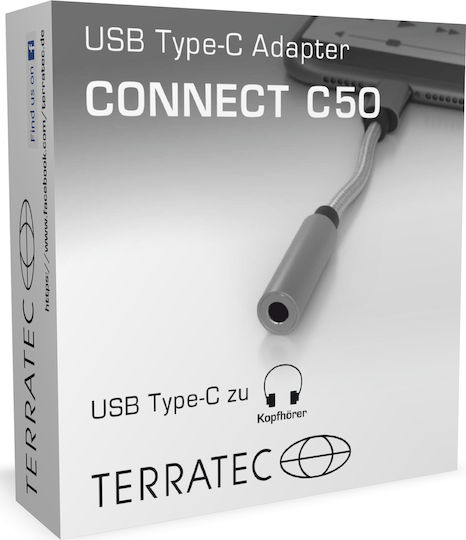 TerraTec Connect C50 Konverter USB-C männlich zu 3.5mm weiblich Gray 1Stück