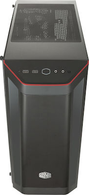 CoolerMaster Masterbox MB511 Midi Tower Κουτί Υπολογιστή με Πλαϊνό Παράθυρο Κόκκινο