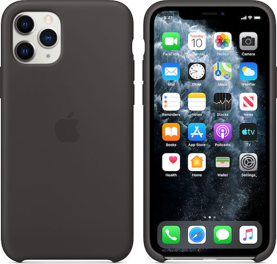 Apple Silicone Case Back Cover Σιλικόνης Μαύρο (iPhone 11 Pro)