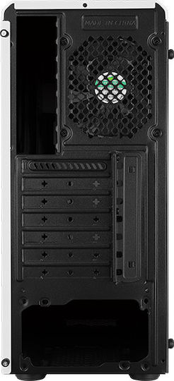 Aerocool Rift Геймърско бюро Midi Tower Компютърна кутия със страничен прозорец и RGB осветление Бял