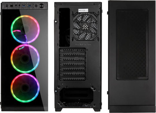 Kolink Horizon RGB Black Gaming Midi Tower Computer Case with Side Window Black