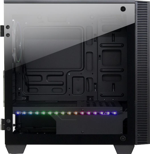 Inter-Tech X-608 Infinity Micro Gaming Midi Tower Κουτί Υπολογιστή με Πλαϊνό Παράθυρο και RGB Φωτισμό Μαύρο