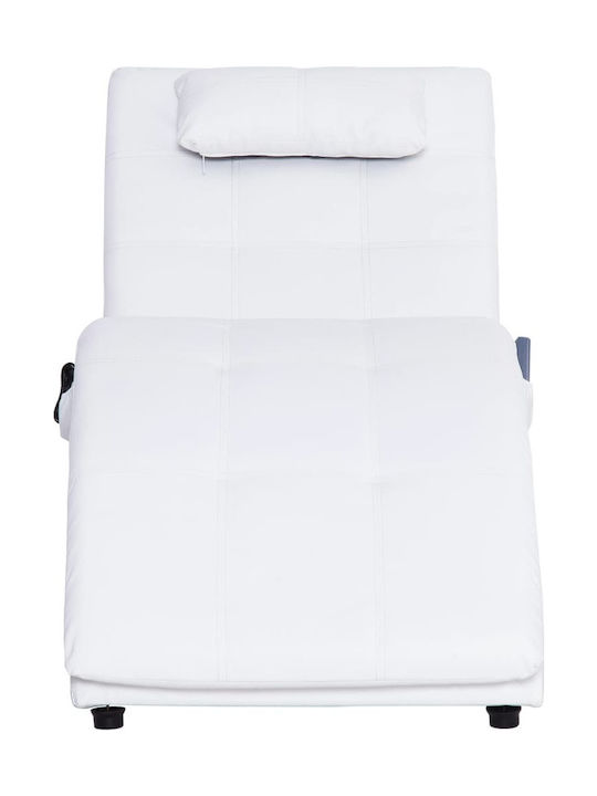 Recliner of Faux Leather White L145xW54xH72cm