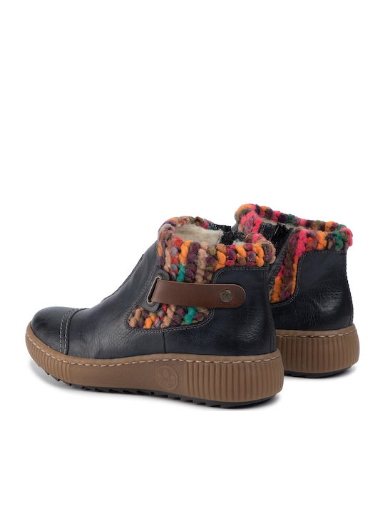 Leder Damen Chelsea Stiefeletten Marineblau