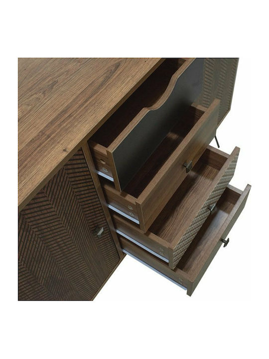 Μπουφές Boho Ξύλινος με Συρτάρια Καρυδί 122x40x86cm