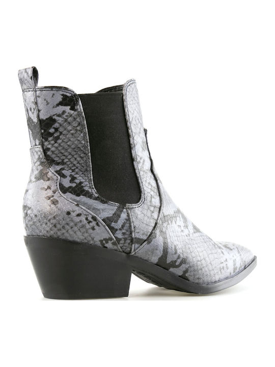 Leder Damen Chelsea Stiefeletten mit Mittelhohem Absatz Mehrfarbig