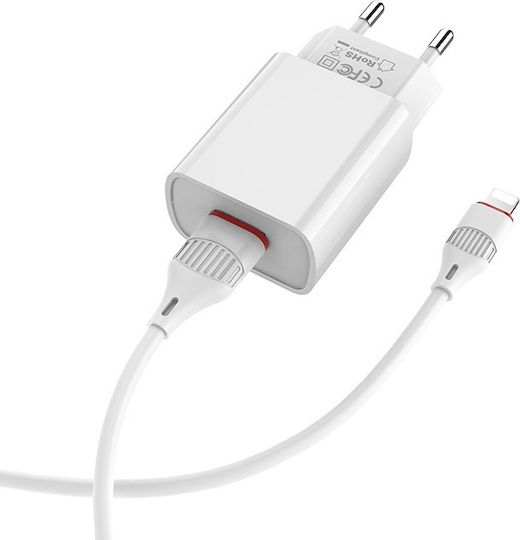 Borofone Charger with USB-A Port and Cable Lightning Whites (BA20A)