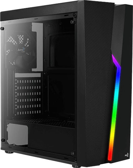 Aerocool Bolt Gaming Midi Tower Κουτί Υπολογιστή με Πλαϊνό Παράθυρο και RGB Φωτισμό Μαύρο