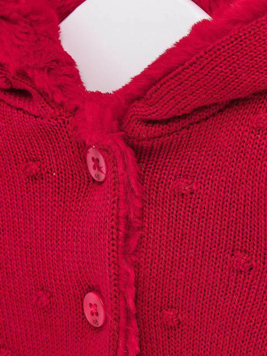 Mayoral Girls Knitted Hooded Cardigan with Buttons Red