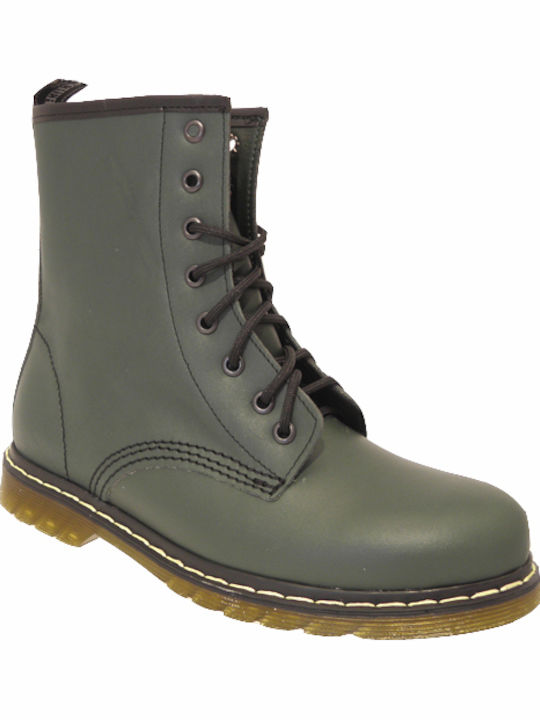 Leather Women's Ankle Boots Khaki
