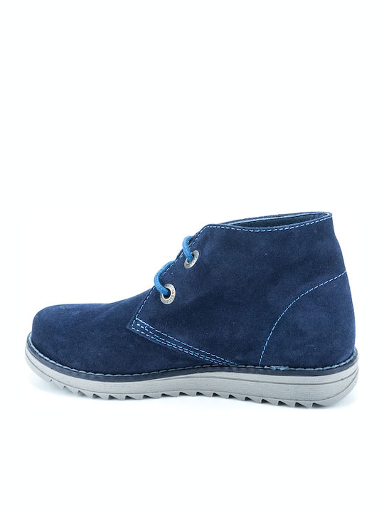 Pablosky Kids Suede Boots with Lace Navy Blue