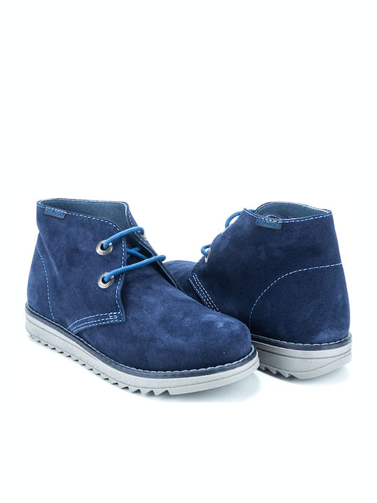 Suede Παιδικά Μποτάκια με Κορδόνια Navy Μπλε