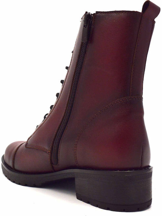 Leather Women's Ankle Boots Burgundy