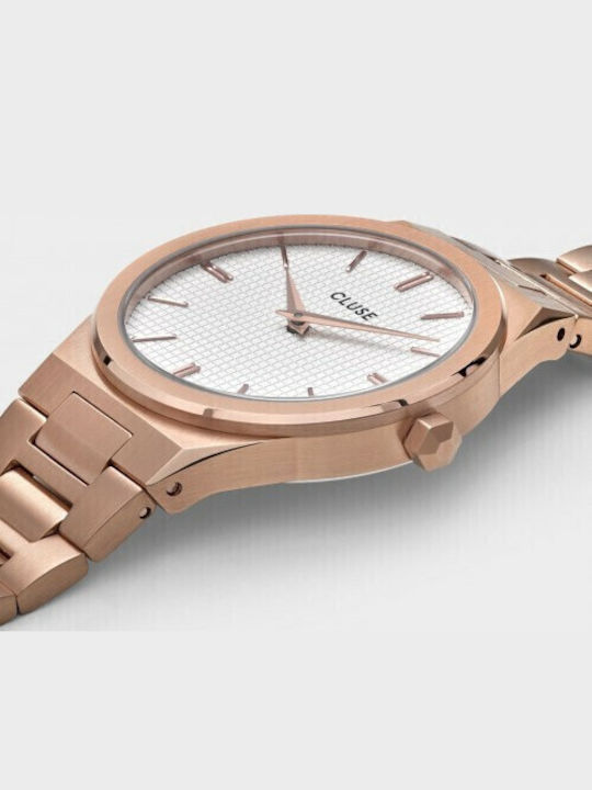 Cluse Vigoureux H-Link Women's Watch with Pink Gold Metal Bracelet