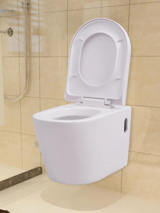 vidaXL Λεκάνη Κρεμαστή με Καζανάκι με Κάλυμμα Soft Close Λευκή