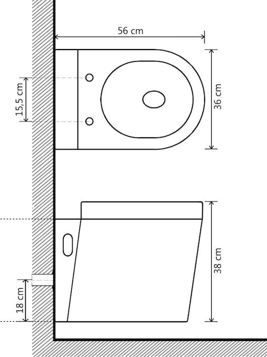 vidaXL Wandhängende Toilette mit Deckel Sanftes Schließen Weiße