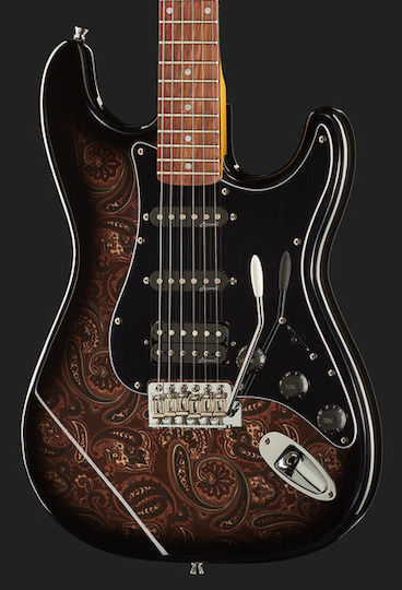 Harley Benton ST-70 Elektrische Gitarre Stratocaster mit HSS Tonabnehmerkonfiguration Schwarz