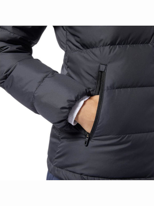 Kurz Damen Puffer Jacke für Winter Schwarz