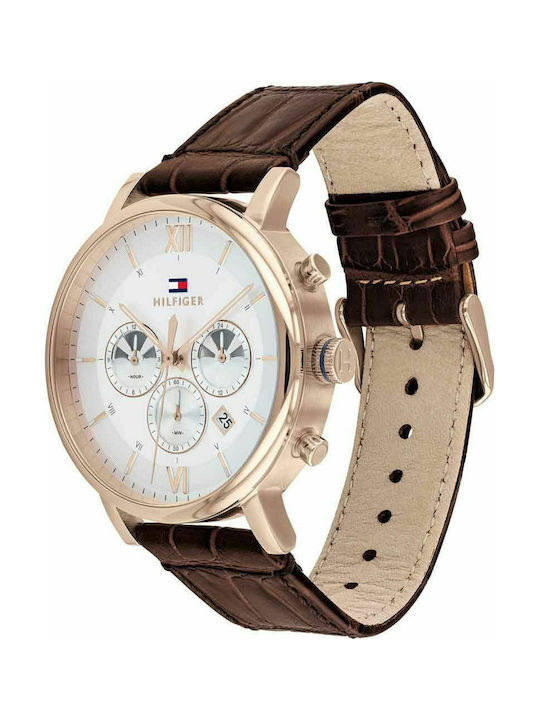 Tommy Hilfiger Evan Uhr Chronograph Batterie mit Braun Lederarmband