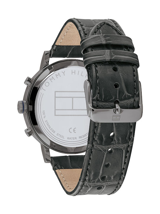 Tommy Hilfiger Evan Men's Watch 44mm Chronograph Battery with Gray Leather Strap