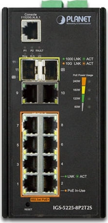 Planet IGS-5225-8P2T2S Managed L2 PoE+ Switch με 8 Θύρες Gigabit (1Gbps) Ethernet και 2 SFP Θύρες