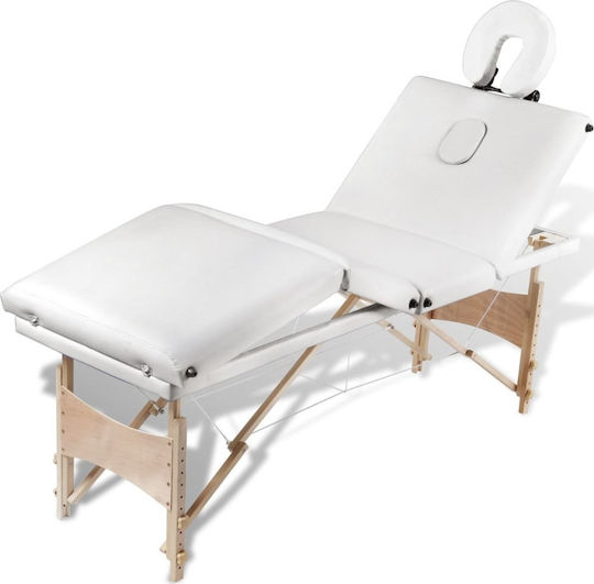 vidaXL Bett Massage und Physiotherapie Weiß aus Holz 186x68cm. 4 Positionen