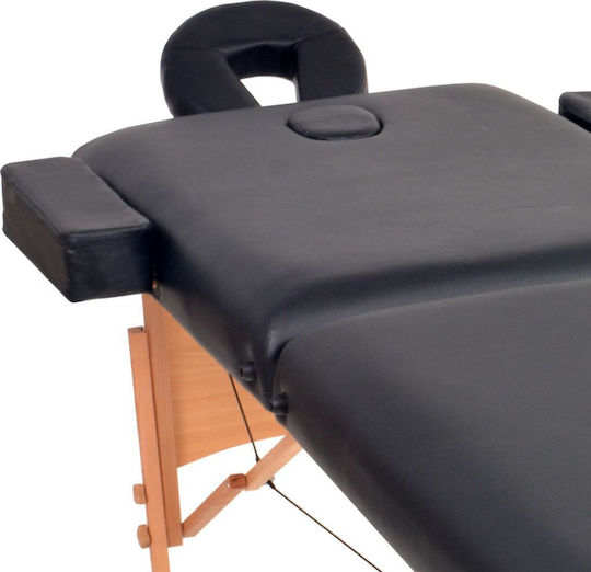 vidaXL Wooden Portable/Folding Black Massage and Physiotherapy Bed 190x66cm 2 Positions with 10 cm thickness.