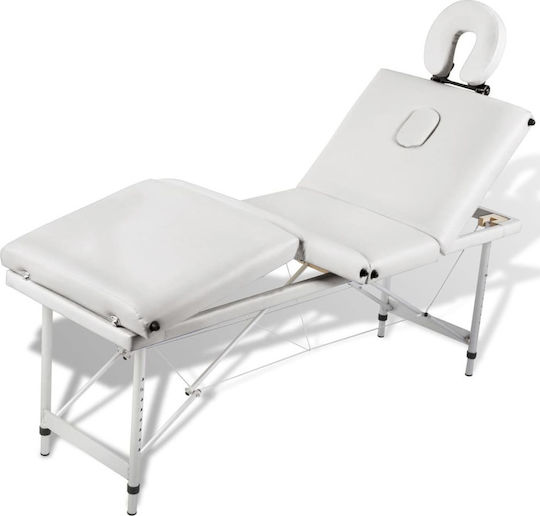 vidaXL Aluminum Portable/Folding Ecru Massage and Physiotherapy Bed 186x68cm 4 Positions