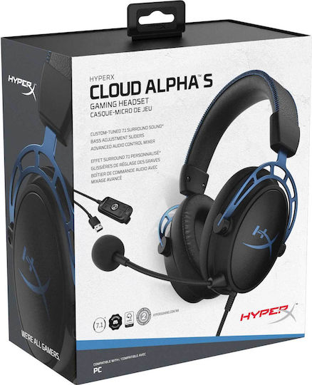 HyperX Cloud Alpha S Über Ohr Gaming-Headset mit Verbindung 3,5mm Blau