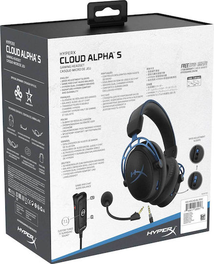 HyperX Cloud Alpha S Über Ohr Gaming-Headset mit Verbindung 3,5mm Blau