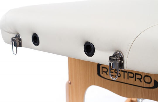 Rest Pro VIP 4 Wooden Portable/Folding Ecru Massage and Physiotherapy Bed 192x70cm