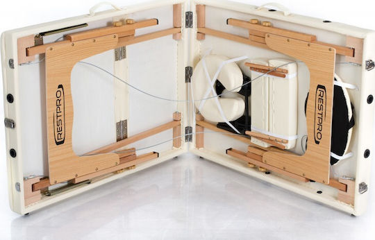 Rest Pro Classic 3 Wooden Portable/Folding Ecru Massage and Physiotherapy Bed 192x70cm