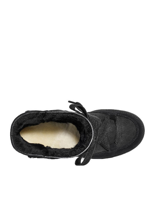Classic Suede Women's Ankle Boots Platform & Fur Black