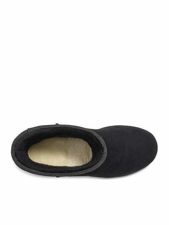 Suede Medium Heel Women's Boots with Fur Classic Femme Short Black