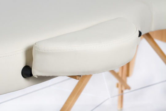 Rest Pro VIP Oval 3 Massagetisch Tragbar/Zusammenklappbar Ecru aus Holz 192x70cm