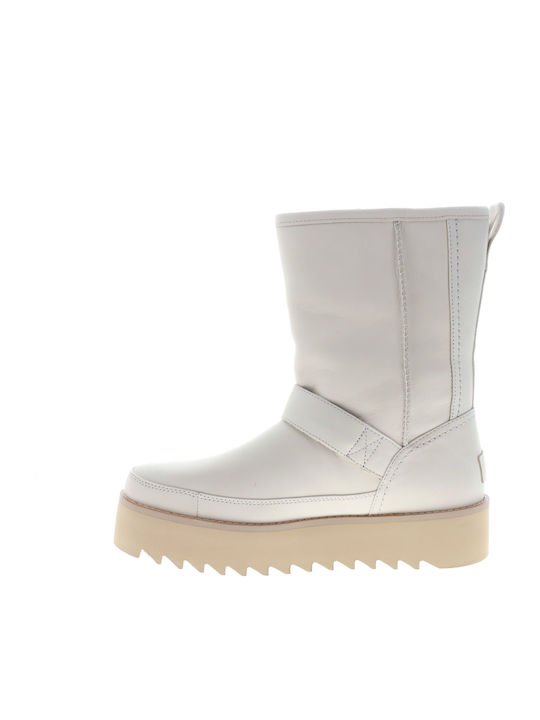 1106913 Leder Stiefeletten Damen Beige
